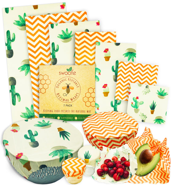 Sassy Succulents 7 Pack of Swoofe Reusable Beeswax Food Wraps