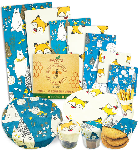 Woodland Creatures 7 Pack of Swoofe Reusable Beeswax Wraps